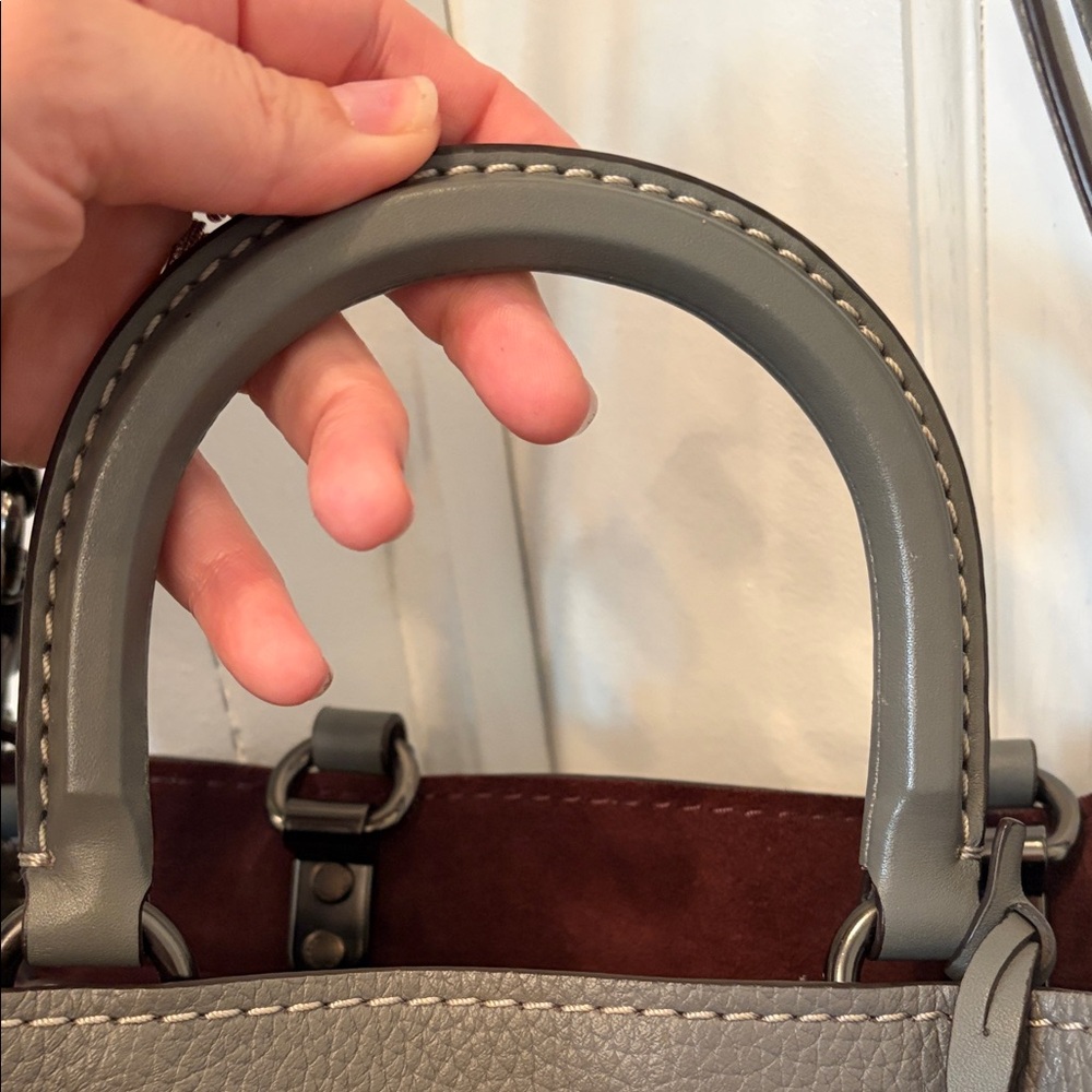Coach Rogue 30 Heather Gray Pebbled Leather with Burgundy Suede - Picture 7 of 16